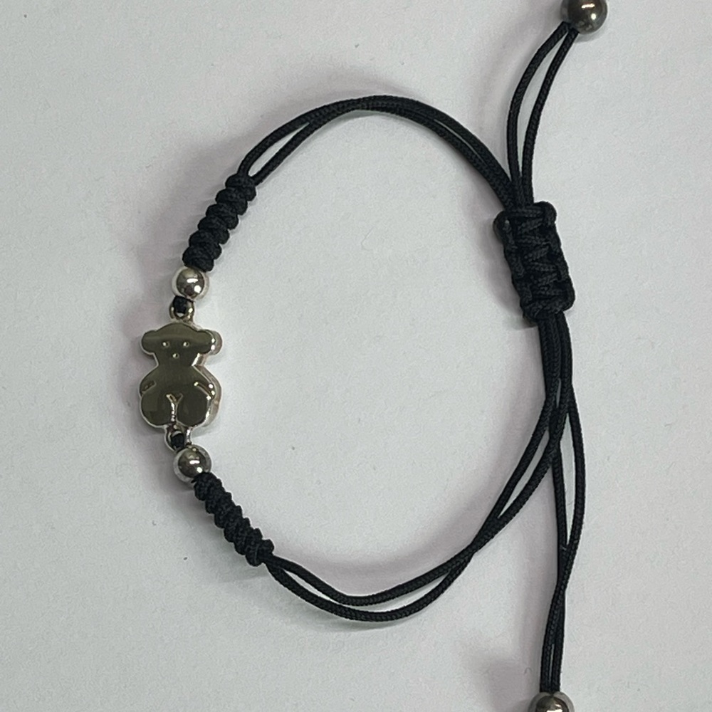 TOUS Silver & Black Adjustable cord Bear Bracelet